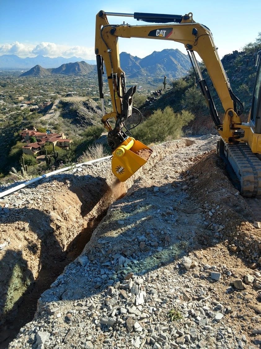 Gyru-Star screening bucket on CAT excavator